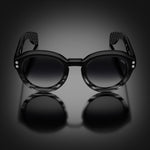 Model III eyewear in Black and Grey Tortoise Fade, front view