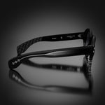 Model III eyewear in Black and Grey Tortoise Fade, side view