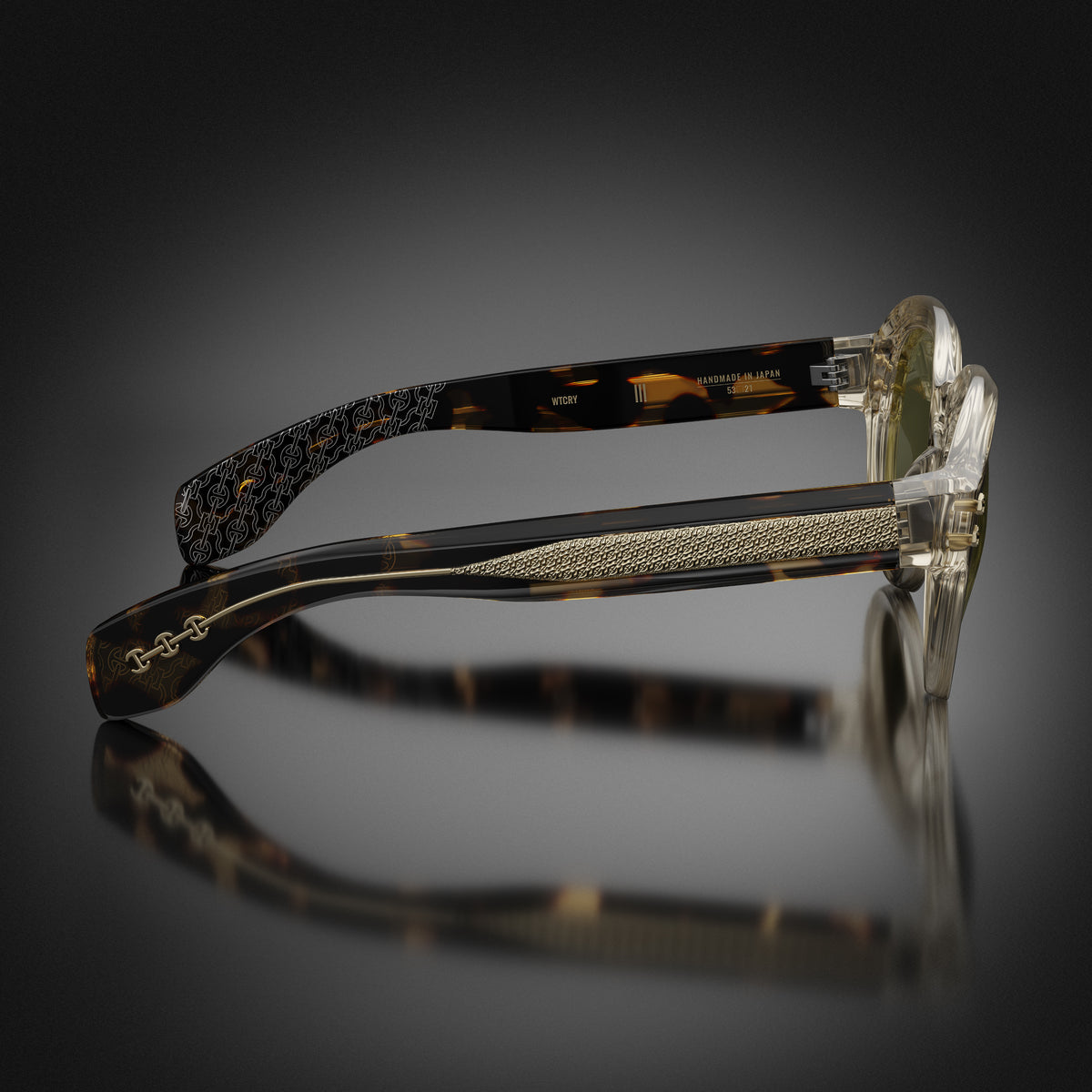 Model III eyewear in Wheat Crystal, side view