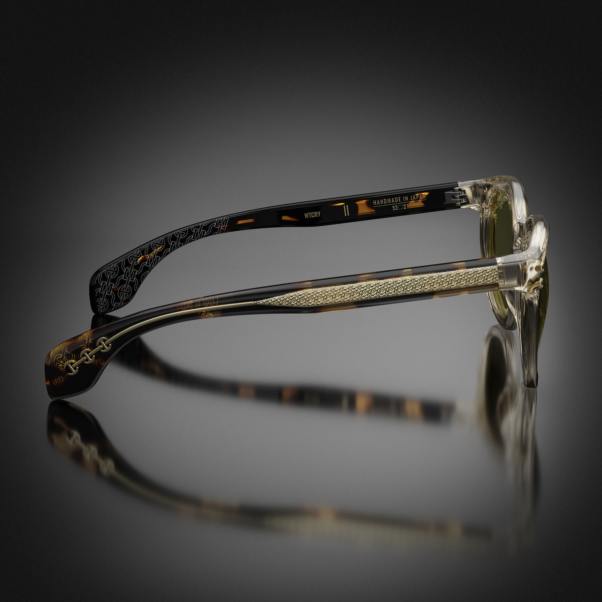 Model II eyewear in Wheat Crystal, side view