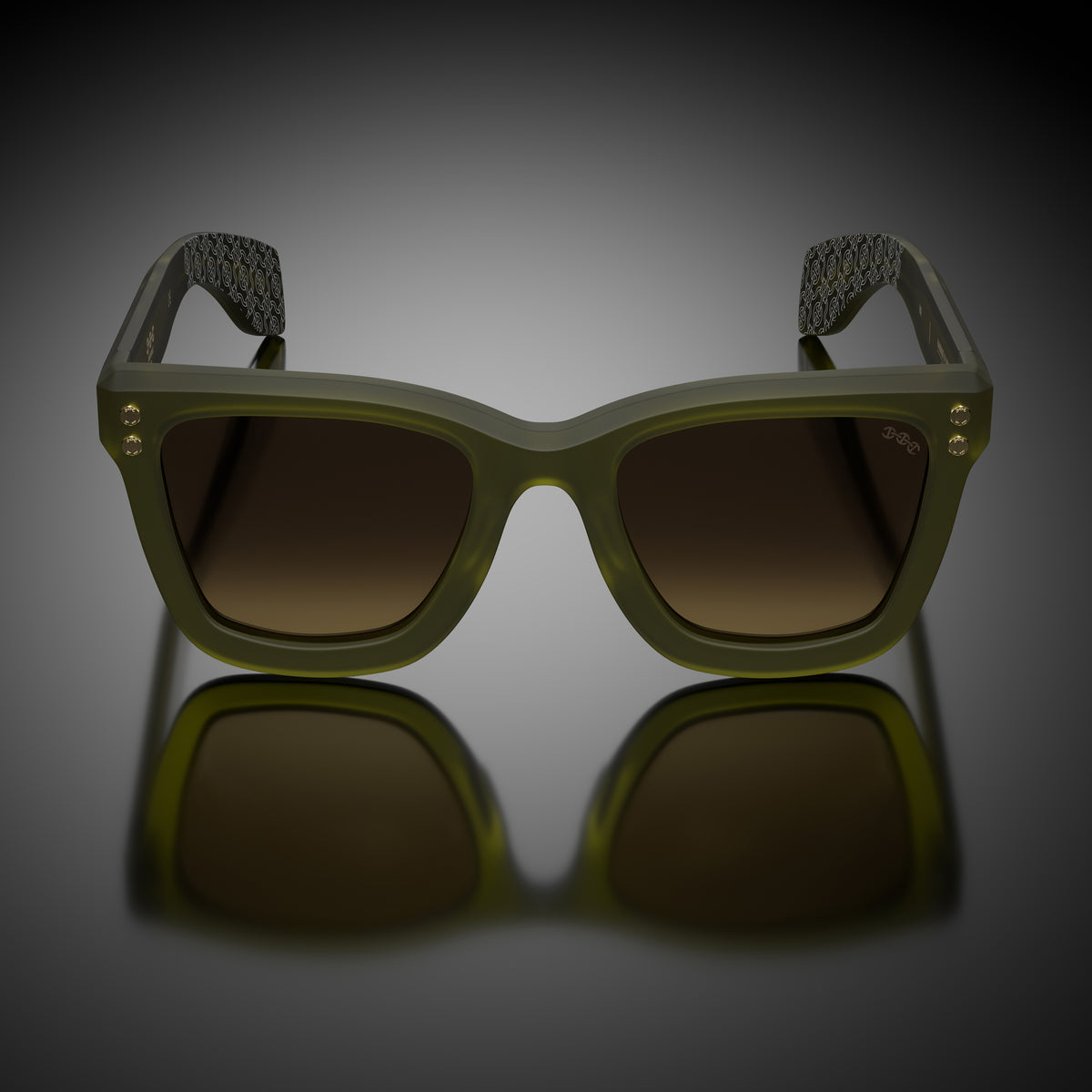 Model I eyewear in Matte Army Green, front view