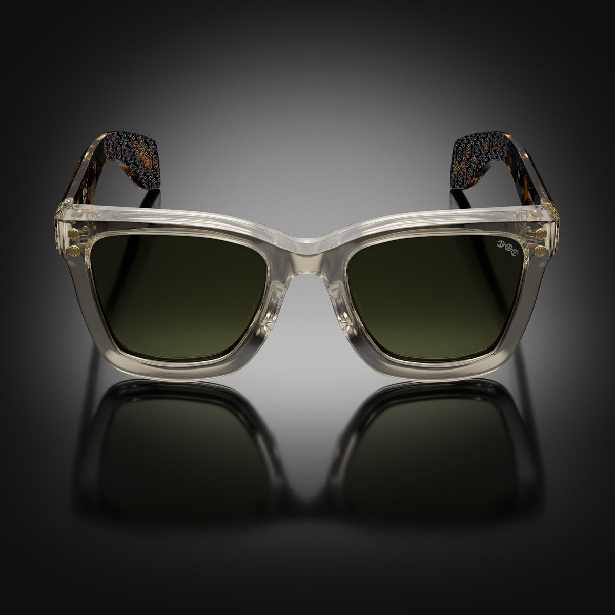 Model I eyewear in Wheat Crystal, front view