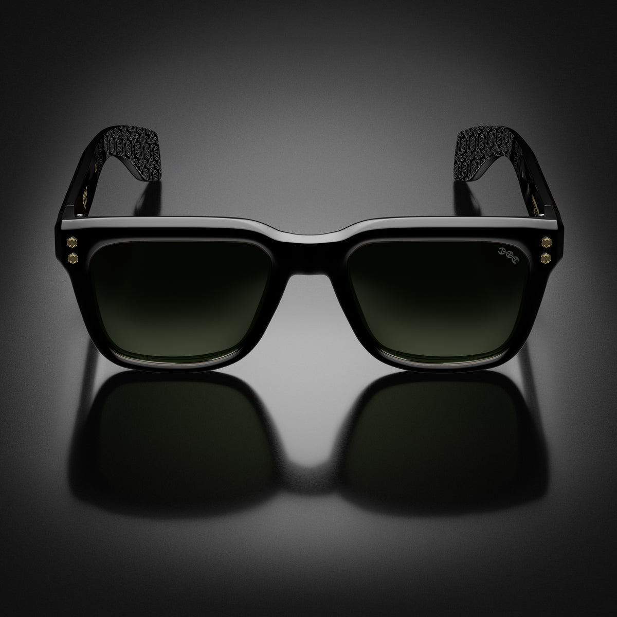 Model V eyewear in Black, front view