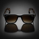 Model V eyewear in Black and Tokyo Tortoise Temples, front view