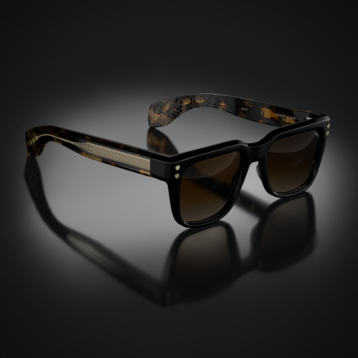 Model V eyewear in Black and Tokyo Tortoise Temples by HOORSENBUHS®