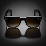 Model V eyewear in Black and Tortoise Fade, front view