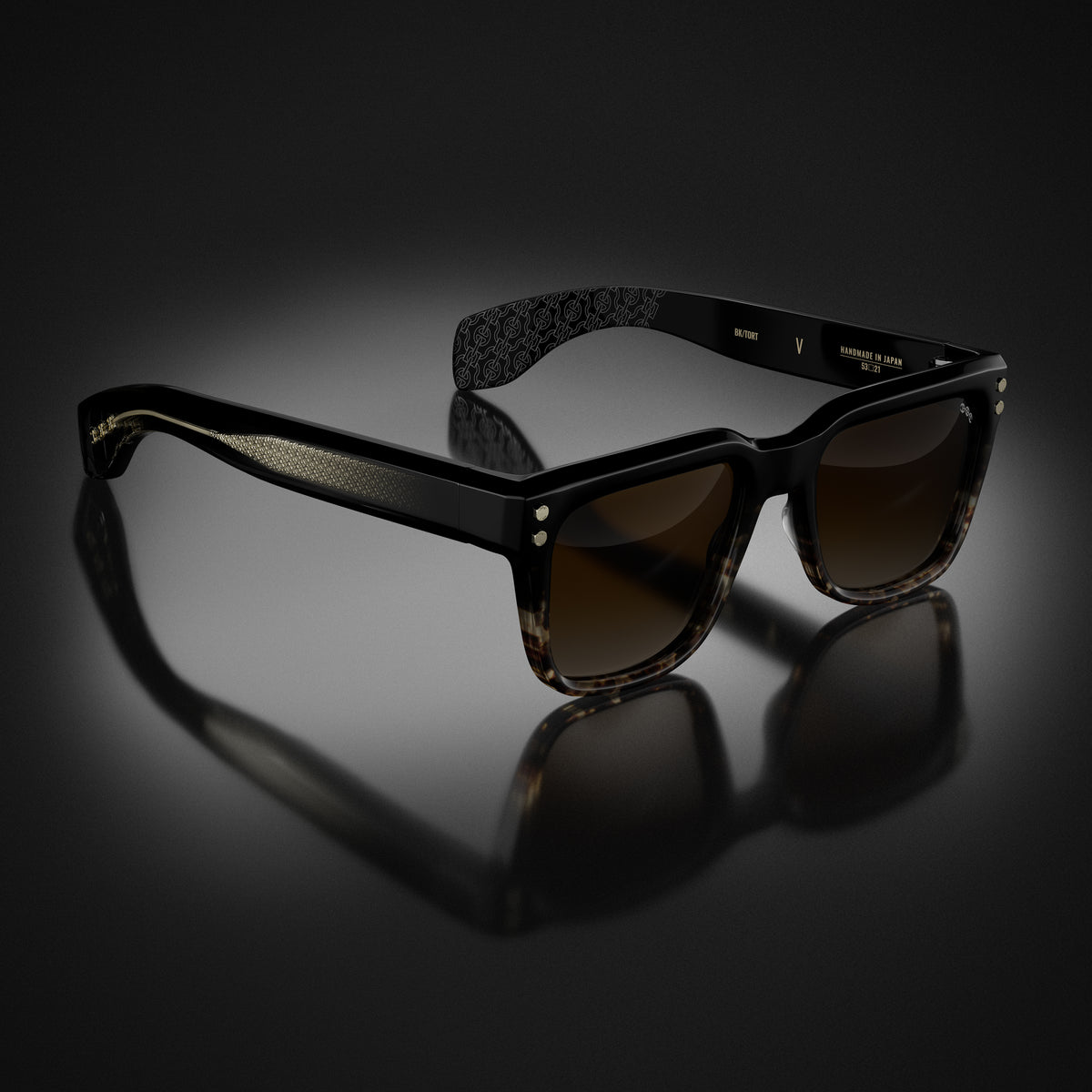 Model V eyewear in Black and Tortoise Fade by HOORSENBUHS®