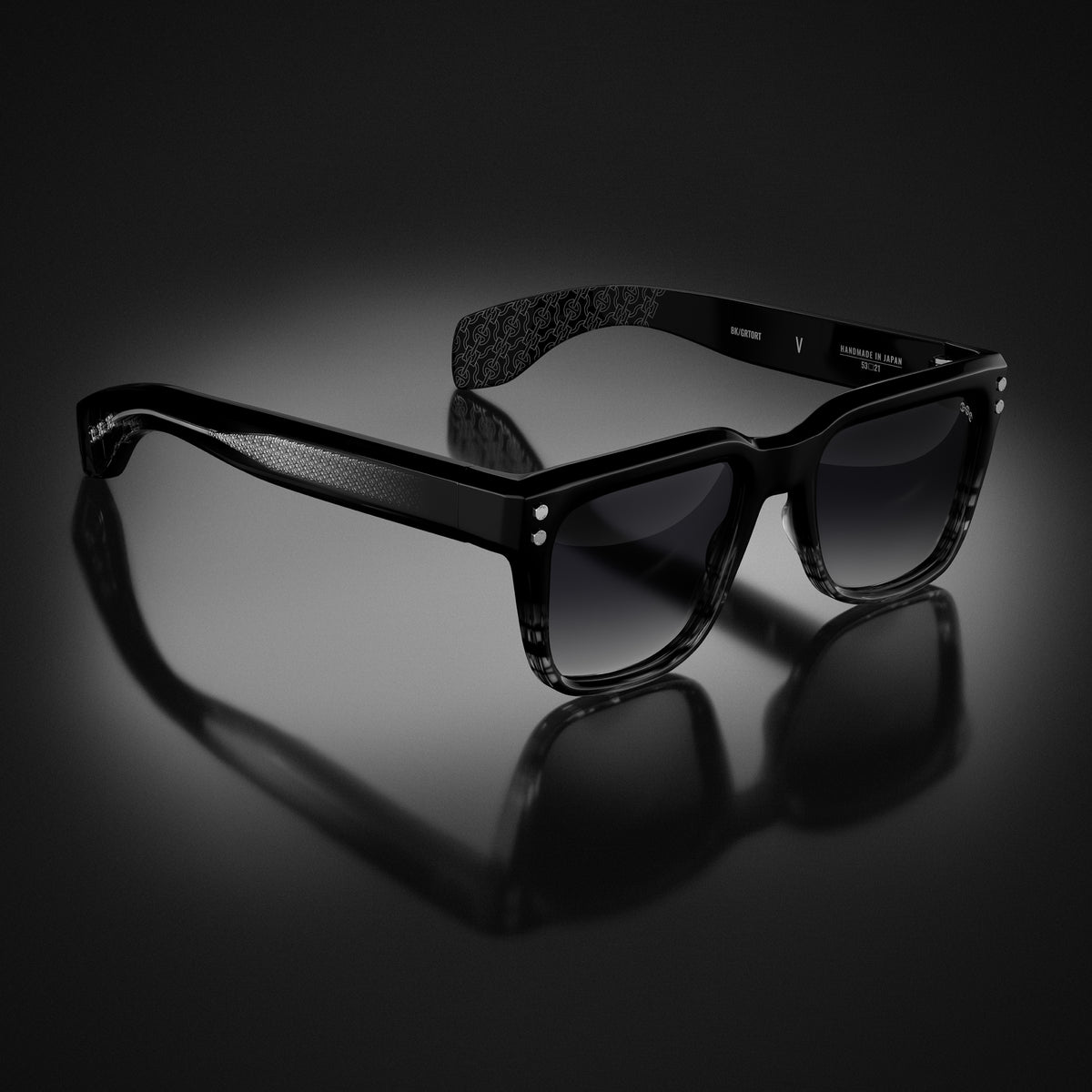 Model V eyewear in Black and Grey Tortoise Fade by HOORSENBUHS®