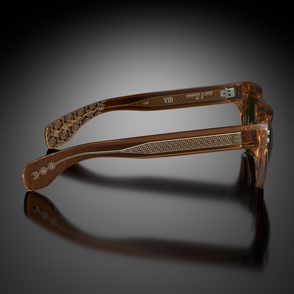 Model VIII eyewear in Beer Bottle Brown, side view