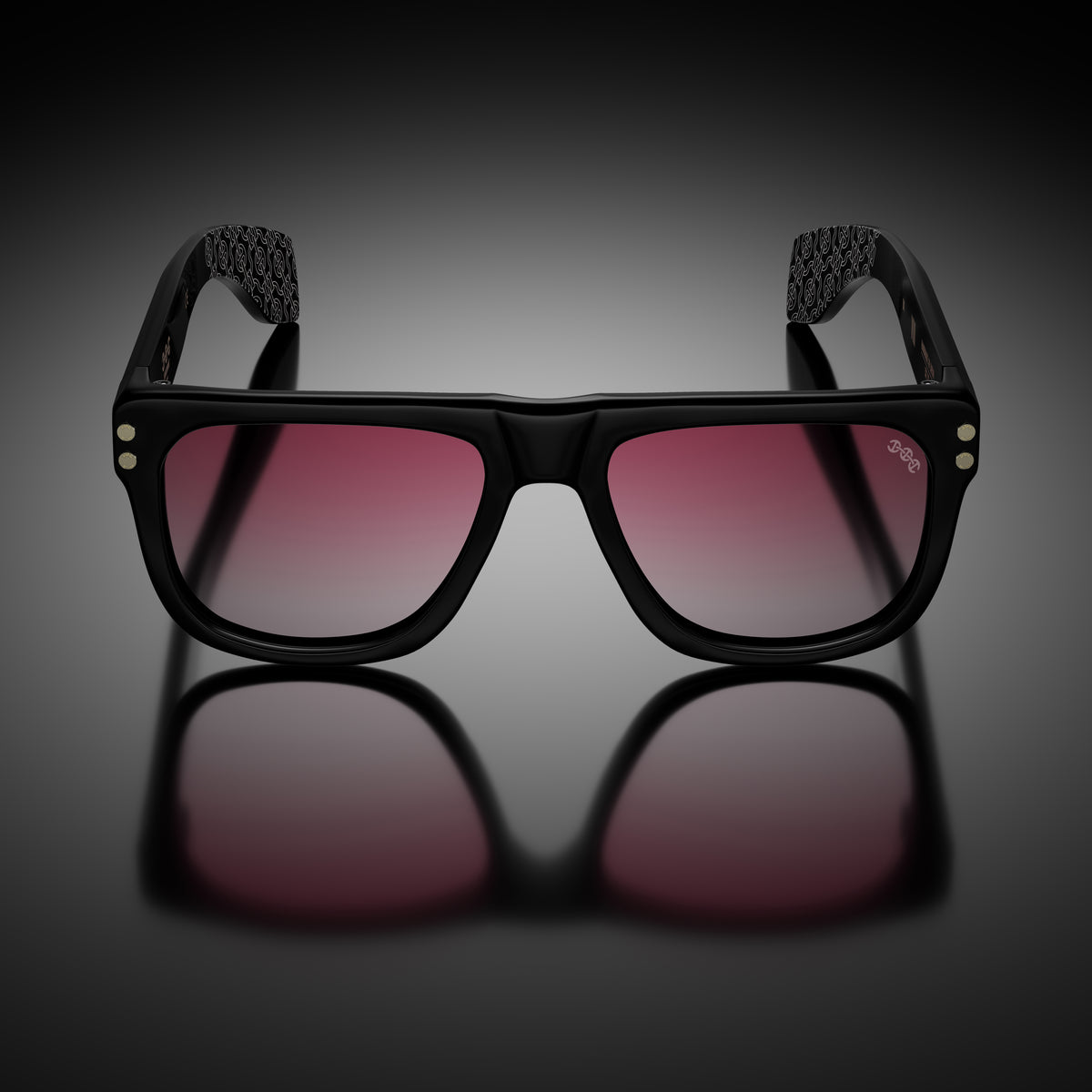 Model VIII eyewear in Black (Dirty Rose), front view