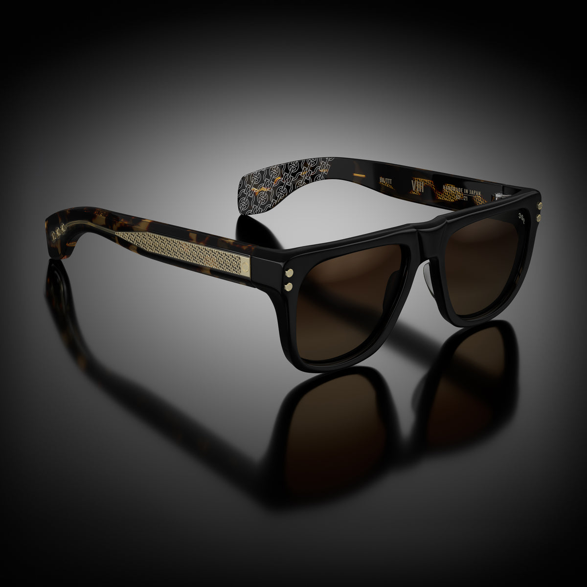Model VIII eyewear in Black and Tokyo Tortoise Temples by HOORSENBUHS®
