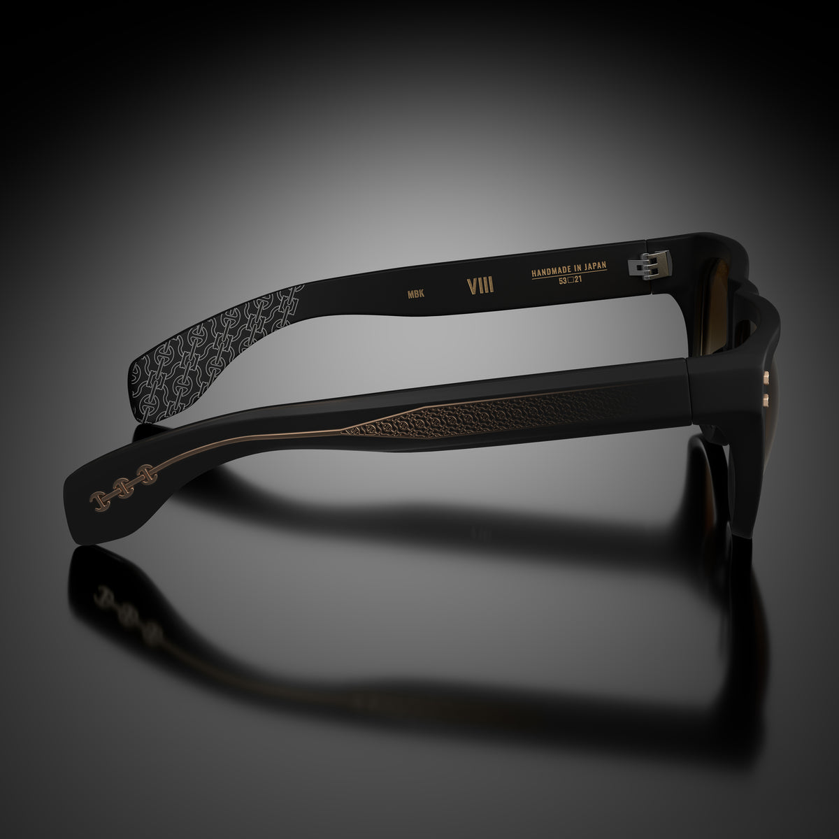 Model VIII eyewear in Matte Black, side view