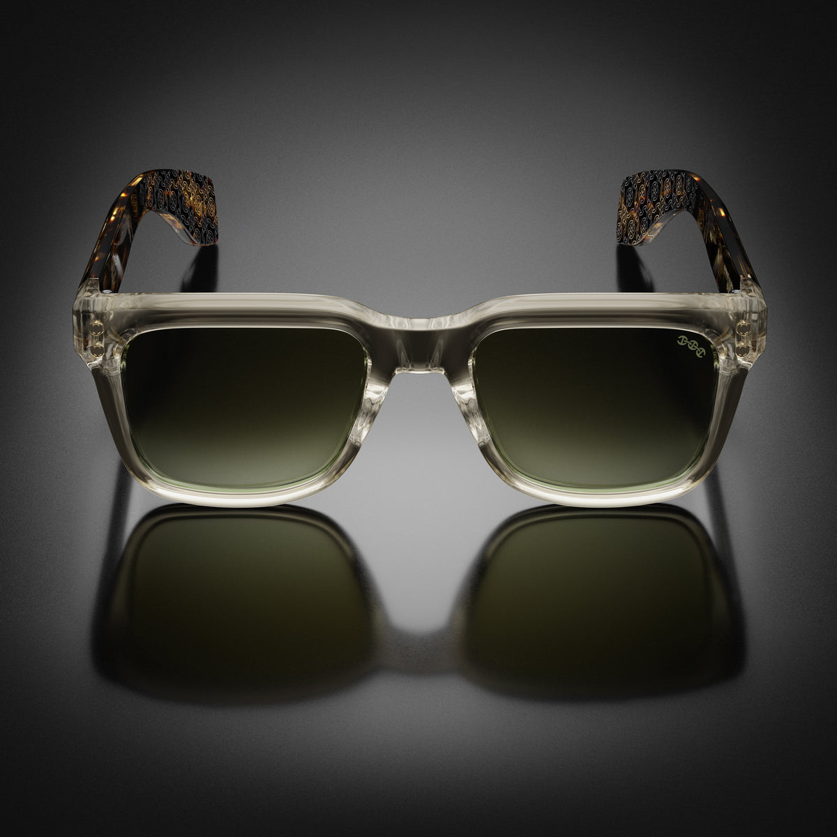 Model V eyewear in Wheat Crystal, front view
