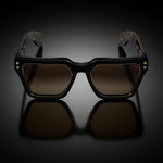Model X eyewear in Black and Tokyo Tortoise Temples, front view