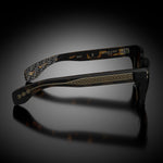 Model X eyewear in Black and Tokyo Tortoise Temples, side view