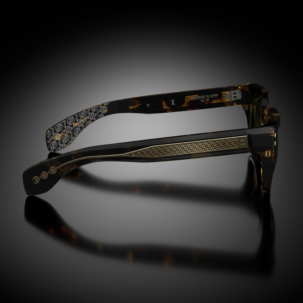 Model X eyewear in Tokyo Tortoise, side view